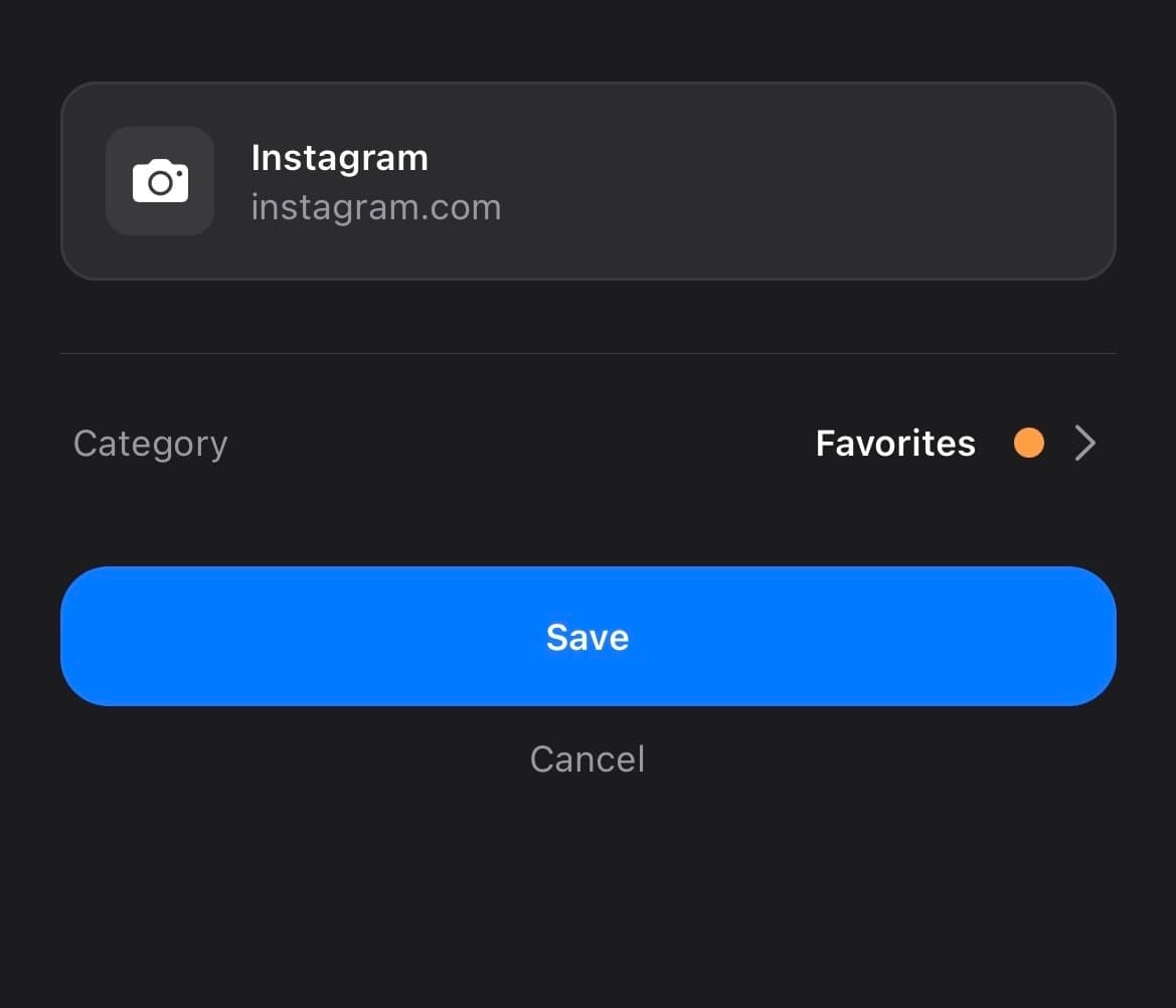Choose category and save